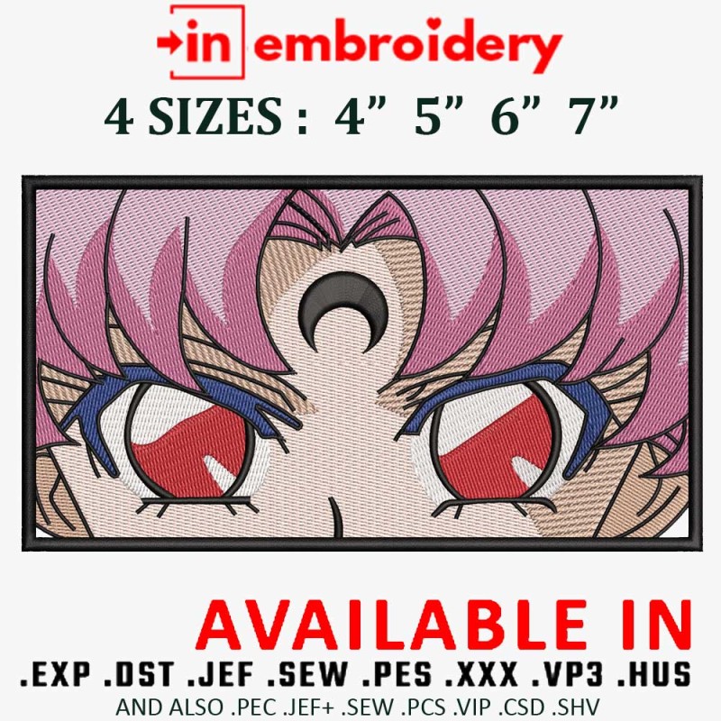 Sailor Moon Red Eyes Embroidery Design 4 Sizes