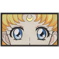 Sailor Moon Blue Eyes Yellow Hair Embroidery Design 4 Sizes