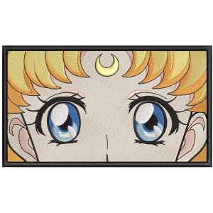 Sailor Moon Blue Eyes Yellow Hair Embroidery Design 4 Sizes
