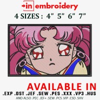 Sailor Moon Cute Eyes Pink Hair Embroidery Design 4 Sizes