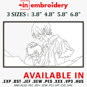 Shanks and Sanji Art Line Embroidery Design 4 Sizes