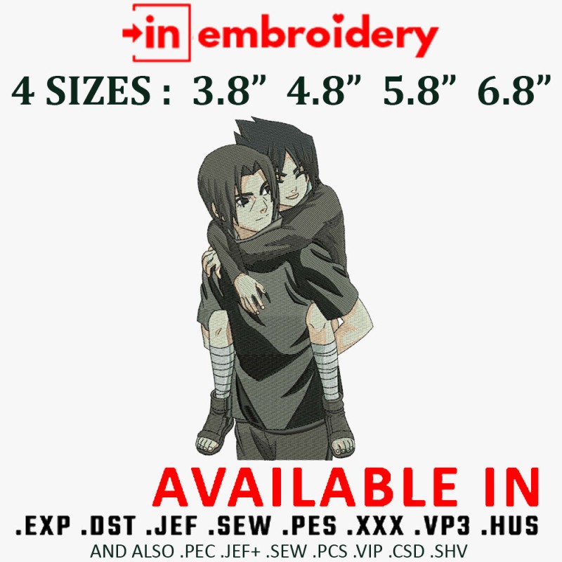 Itachi and Sasuke Embroidery Design 4 Sizes