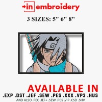 Sasuke Uchiha Naruto Anime Embroidery Design 3 Sizes