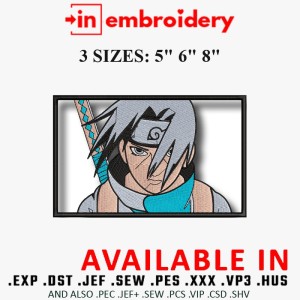 Sasuke Uchiha Naruto Anime Embroidery Design 3 Sizes Sasuke Uchiha Naruto Anime Embroidery Design 3 Sizes