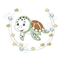 Sea Turtle Bubble Frame Embroidery Design 5 Sizes Free Download