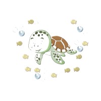 Sea Turtle Bubble Frame Embroidery Design 5 Sizes Free Download