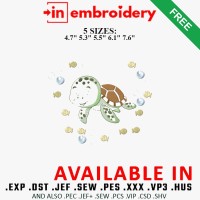 Sea Turtle Bubble Frame Embroidery Design 5 Sizes Free Download