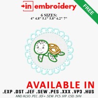 Sea Turtle Lace Frame Embroidery Design 6 Sizes Free Download
