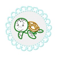 Sea Turtle Lace Frame Embroidery Design 6 Sizes Free Download