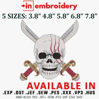 Shanks Skull Embroidery Design 5 Sizes