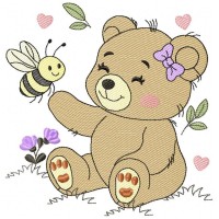 Sitting Teddy Bear Embroidery Design 8 Sizes Free Download
