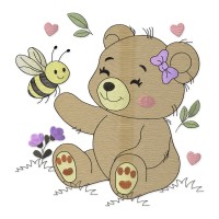 Sitting Teddy Bear Embroidery Design 8 Sizes Free Download