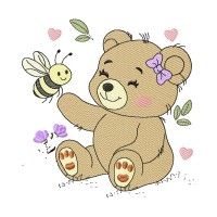 Sitting Teddy Bear Embroidery Design 8 Sizes Free Download