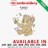 Sitting Teddy Bear Embroidery Design 8 Sizes Free Download