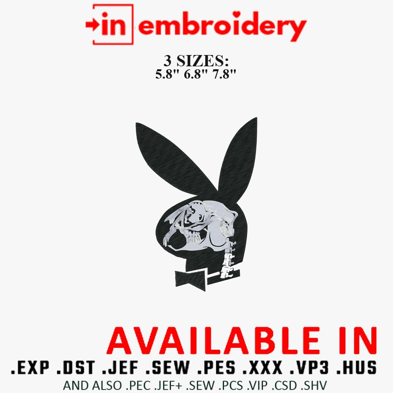 Skeleton Bunny Halloween Embroidery Design 3 Sizes