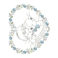 Sleeping Baby in Heart Flowers Embroidery Design 6 Sizes Free Download