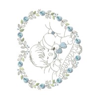 Sleeping Baby in Heart Flowers Embroidery Design 6 Sizes Free Download