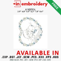 Sleeping Baby in Heart Flowers Embroidery Design 6 Sizes Free Download