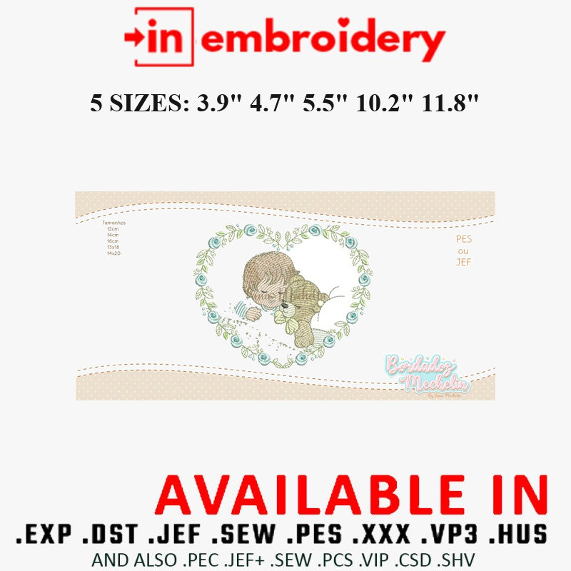 Sleeping Boy Embroidery Design 5 Sizes