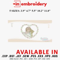 Sleeping Girl Embroidery Design 5 Sizes