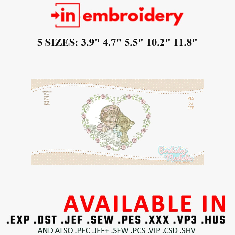Sleeping Girl Embroidery Design 5 Sizes