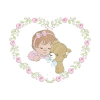 Sleeping Girl Embroidery Design 5 Sizes