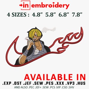 Swoosh x Sanji Smoking Embroidery Design 4 Sizes