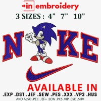 Sonic Swoosh Embroidery Design 3 Sizes