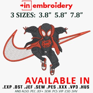 Swoosh x Spiderman Black Embroidery Design 3 Sizes