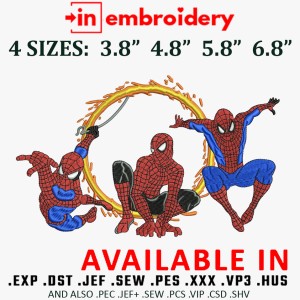 SPIDERMAN TRIO Embroidery Design 4 Sizes