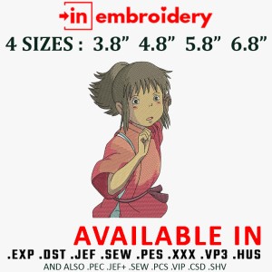 SPIRITED AWAY Anime Girl Embroidery Design 4 Sizes