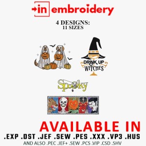 Spooky Halloween Embroidery Designs Bundle – 4 Designs, 11 Sizes Spooky Halloween Embroidery Designs Bundle – 4 Designs, 11 Sizes