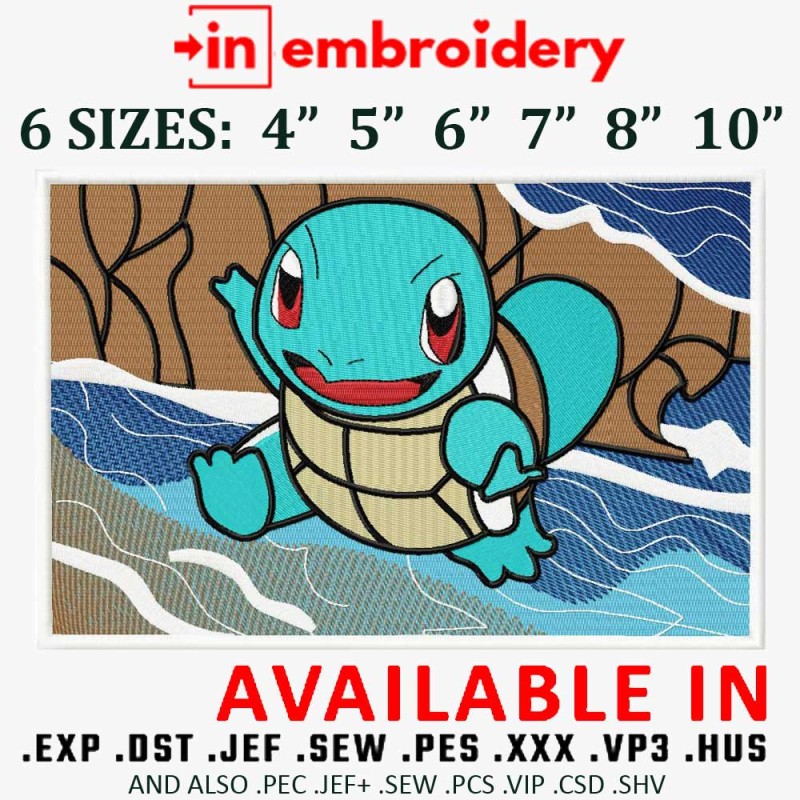 Squirtle Embroidery Design 6 Sizes
