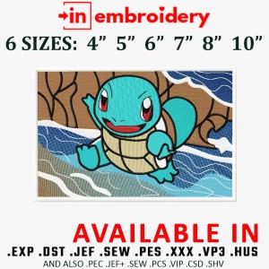 Squirtle Pokemon Embroidery Design 6 Sizes
