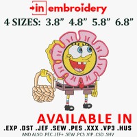 Spongbob Sunflower Embroidery Design 4 Sizes
