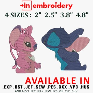 Stich Couple Embroidery Design 4 Sizes