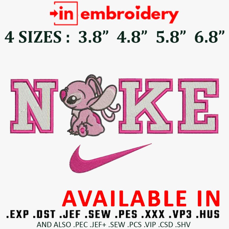 Swoosh Angel Stitch Embroidery Design 4 Sizes