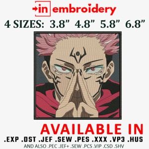 Jujutsu Kaisen Sukuna Pose Box Embroidery Design 4 Sizes