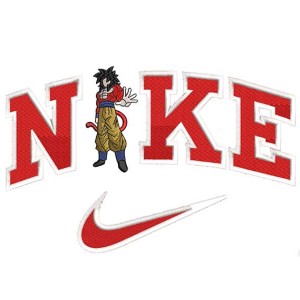 Goku Red Swoosh Embroidery Design 4 Sizes