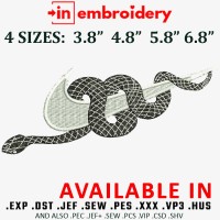 Swooch snake Embroidery Design 4 Sizes