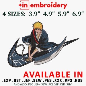 ichigo kurosaki X Swoosh Embroidery Design 4 Sizes