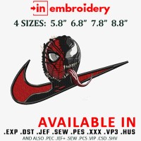 Swoosh x Spiderman and Venom Dead Inside Cartoon Character Embroidery Design 4 Sizes