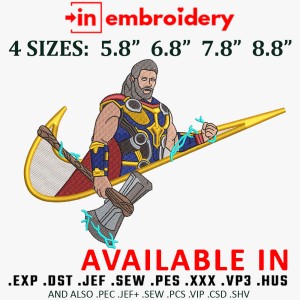 Thor King Swoosh Embroidery Design 4 Sizes