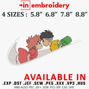Swoosh x Ponyo Embroidery Design 4 Sizes
