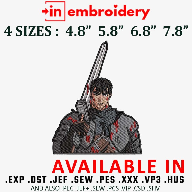 Berserk x Sword Embroidery Design 4 Sizes