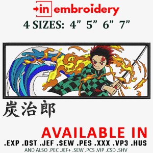 Tanjiro Feuer und Wasseratmung Embroidery Design 4 Sizes