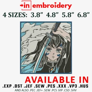 Kimetsu Sword Embroidery Design 4 Sizes