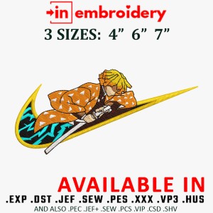 Zenitsu Agatsuma Swoosh Embroidery Design 3 Sizes