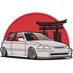 Tokyo Car Embroidery Design 3 Sizes