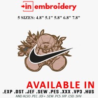 Teddy Bear Nike Roses Streetwear Embroidery Design 5 Sizes